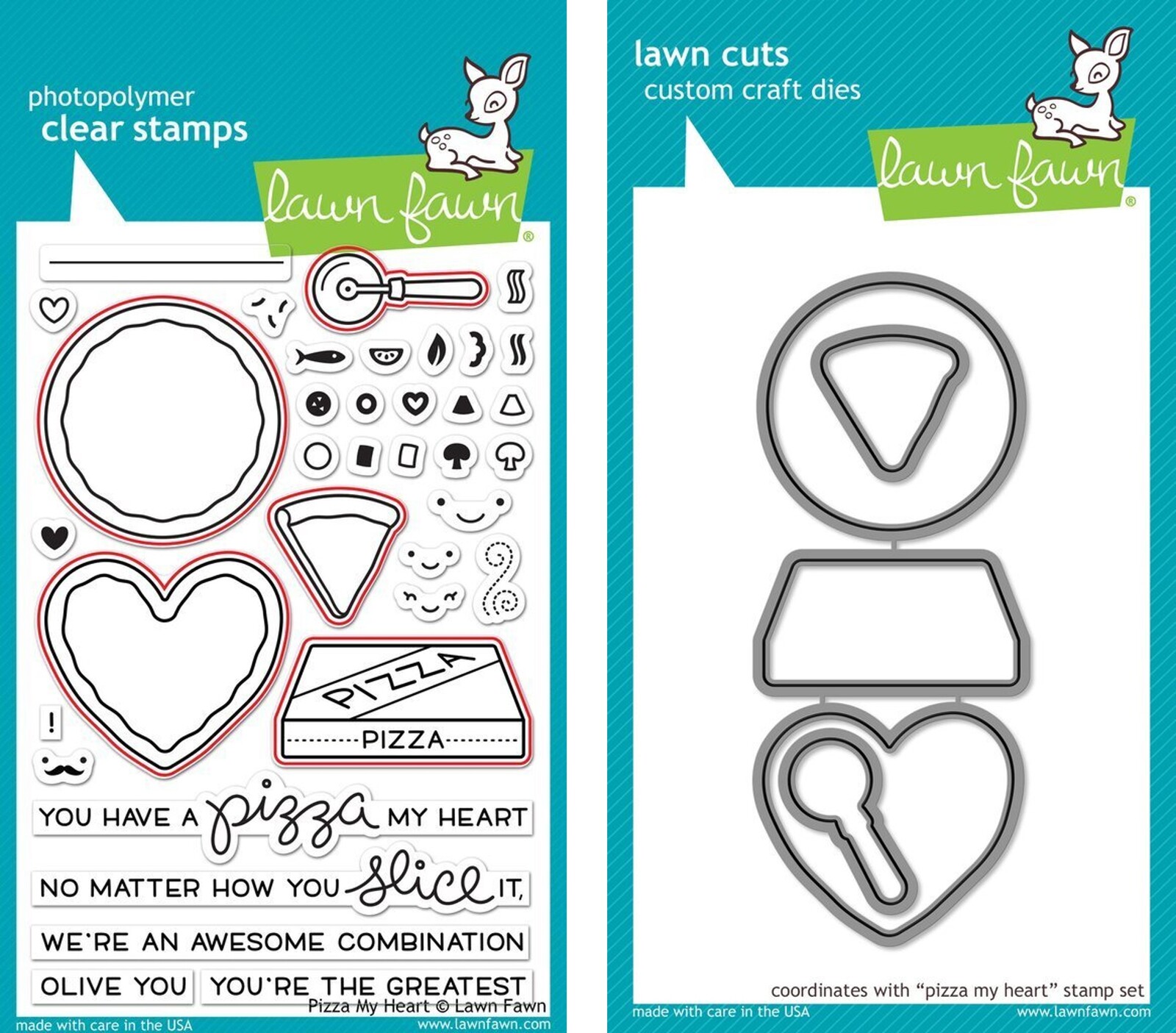 Lawn Fawn Pizza My Heart Stamp+Die Bundle