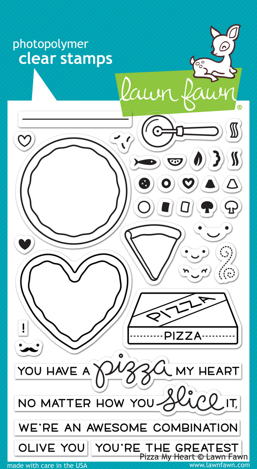 Lawn Fawn Stamps Pizza My Heart LF1018 