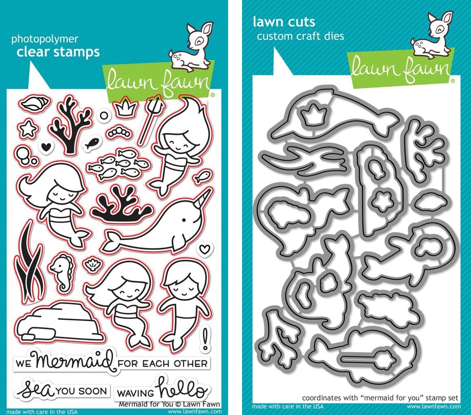 Lawn Fawn Mermaid For You Stamp+Die Bundle