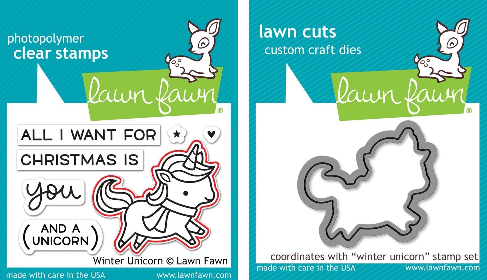Lawn Fawn Winter Unicorn Stamp+Die Bundle