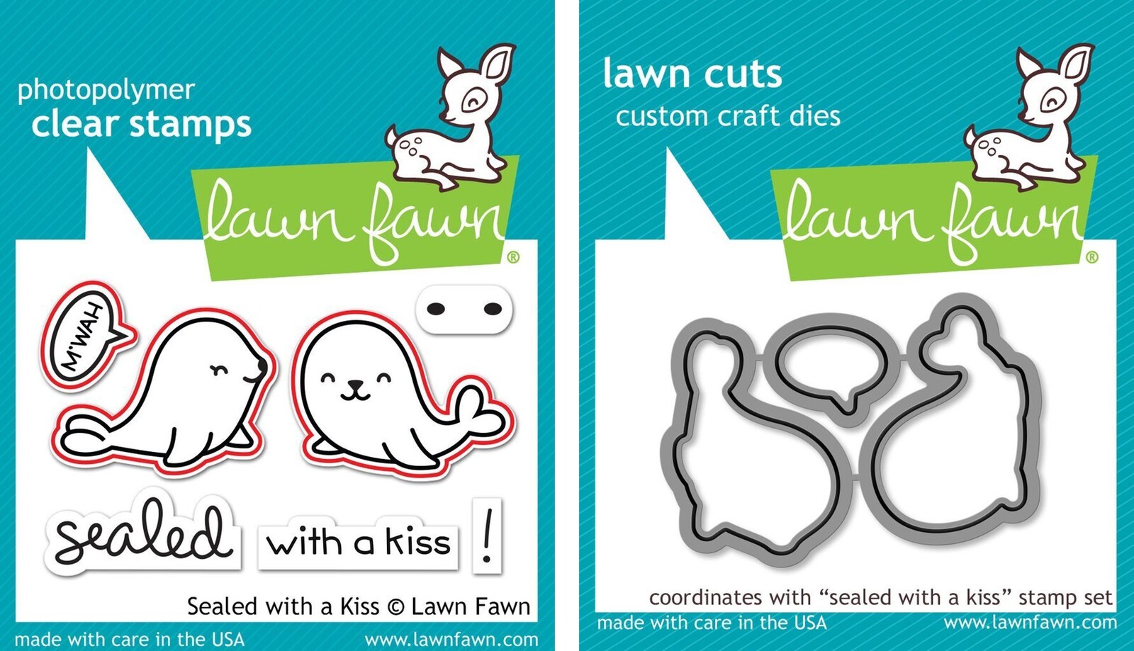 Lawn Fawn Sealed With A Kiss Stamp+Die Bundle