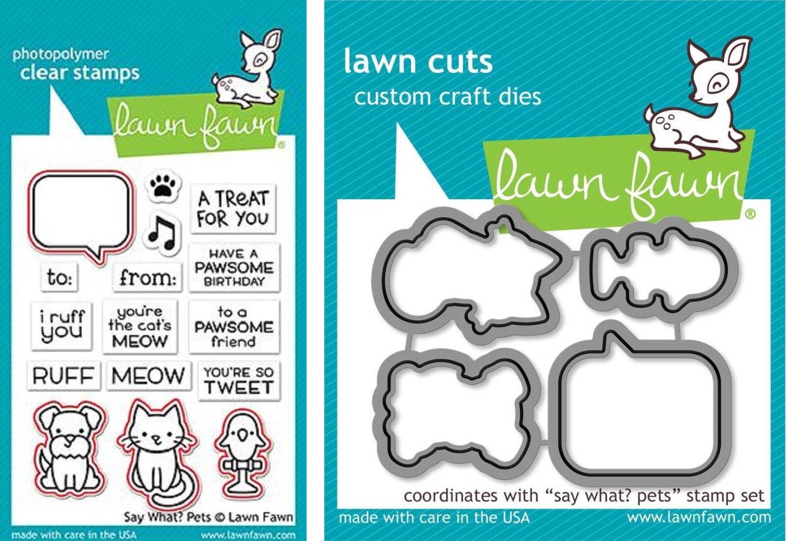 Lawn Fawn Say What? Pets Stamp+Die Bundle