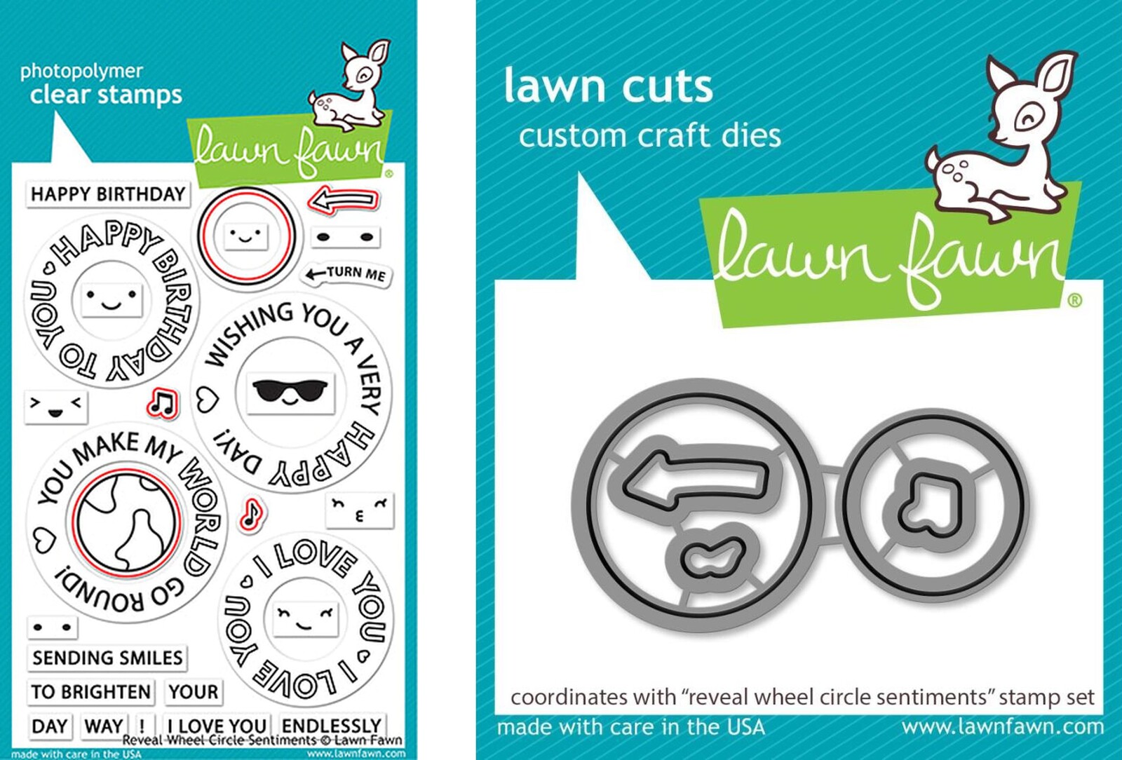 Lawn Fawn Reveal Wheel Circle Sentiments Stamp+Die Bundle