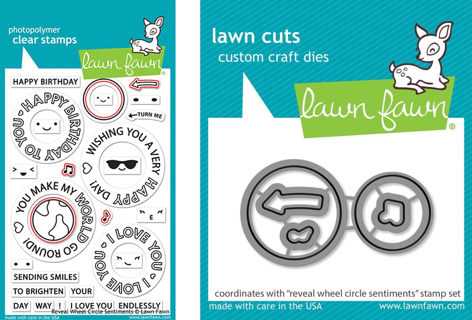 Lawn Fawn Reveal Wheel Circle Sentiments Stamp+Die Bundle