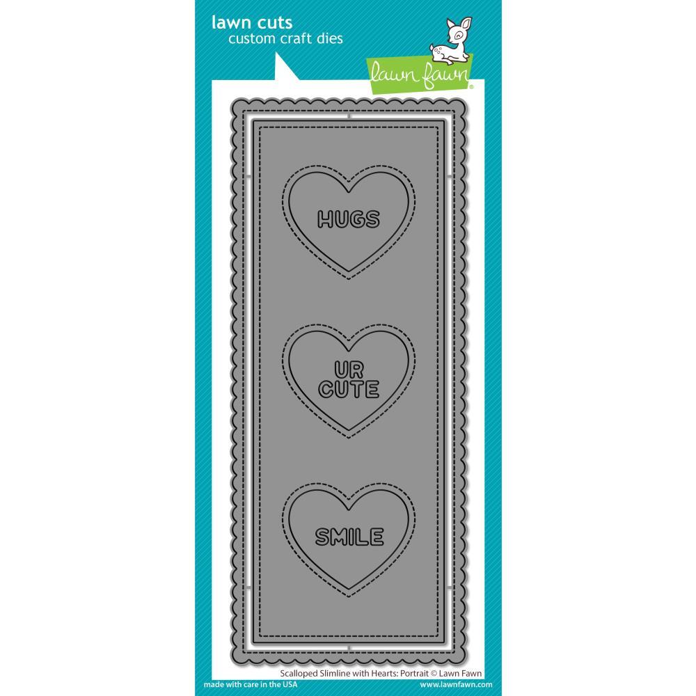 Lawn Fawn Cuts Scalloped Slimline With Hearts: Portrait LF2477