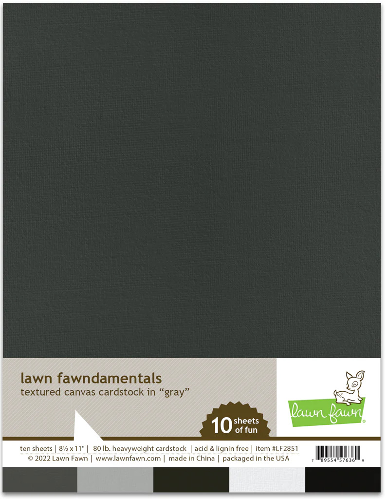 Lawn Fawn Textured Canvas Cardstock - Gray -  LF2581