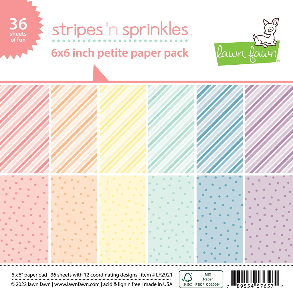 Lawn Fawn - Paper - Stripes 'n Sprinkles - Petite Paper Pack - LF2921