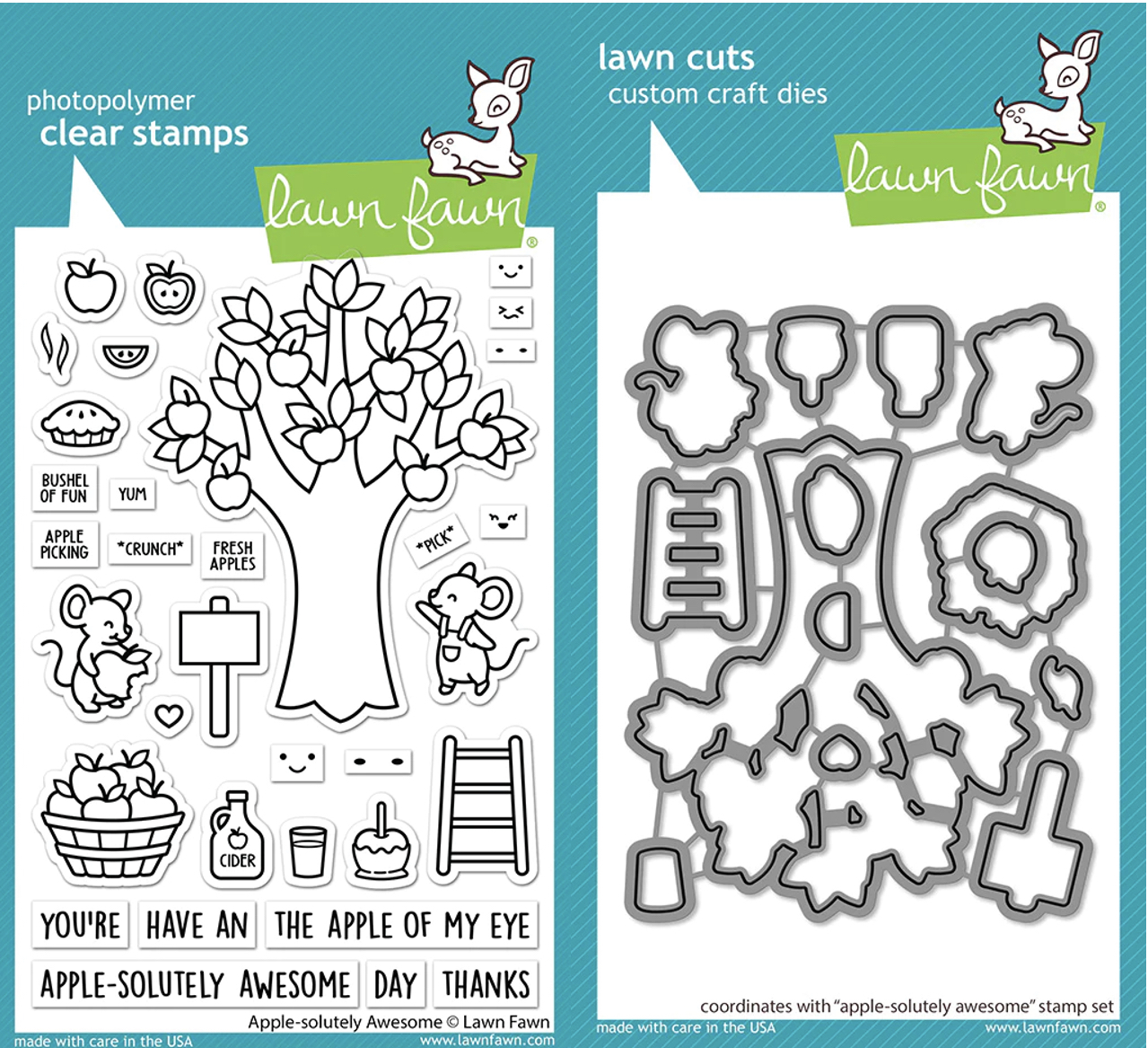 Lawn Fawn Apple-Solutely Awesome Stamp+Die Bundle