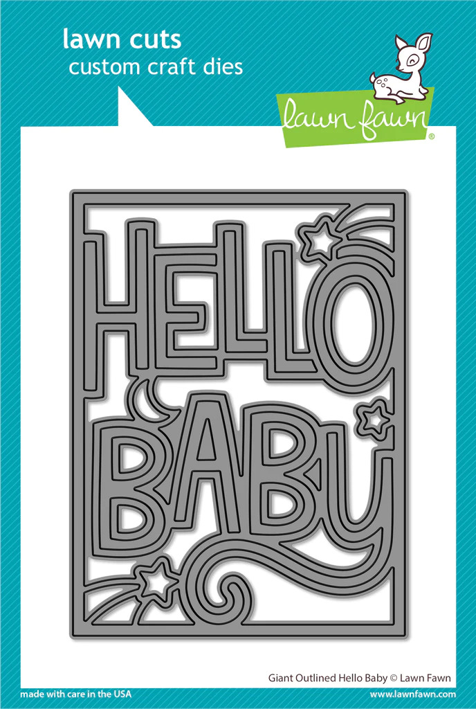 Lawn Fawn - Lawn Cuts - Giant Outlined Hello Baby Die - LF3102