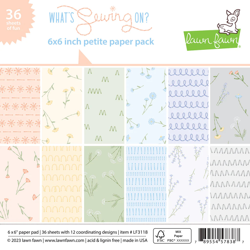 Lawn Fawn - Paper - What's Sewing On? - Petite Paper Pack - LF3118