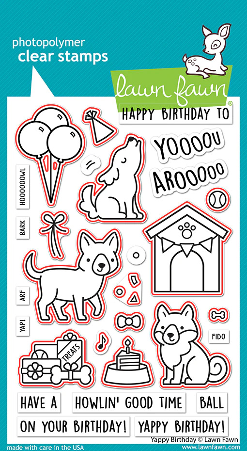 Lawn Fawn - Yappy Birthday Stamp and Die Bundle