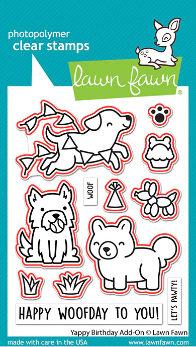 Lawn Fawn - Yappy Birthday Add-on Stamp and Die Bundle