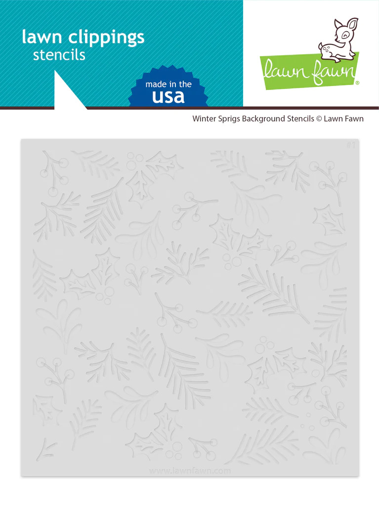 Lawn Fawn - Lawn Clippings - Winter Sprigs Background Stencils - LF3265