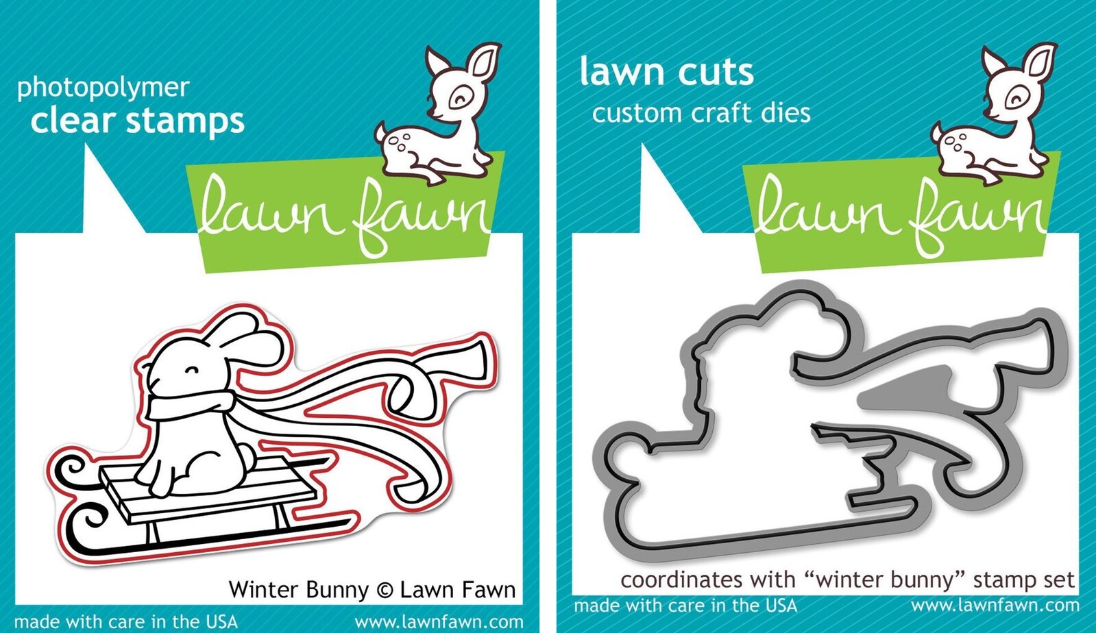 Lawn Fawn Winter Bunny Stamp+Die Bundle