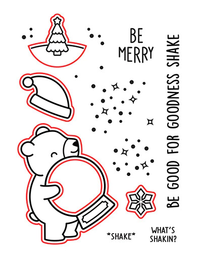 Lawn Fawn - Little Snow Globe: Bear Stamp and Die Bundle