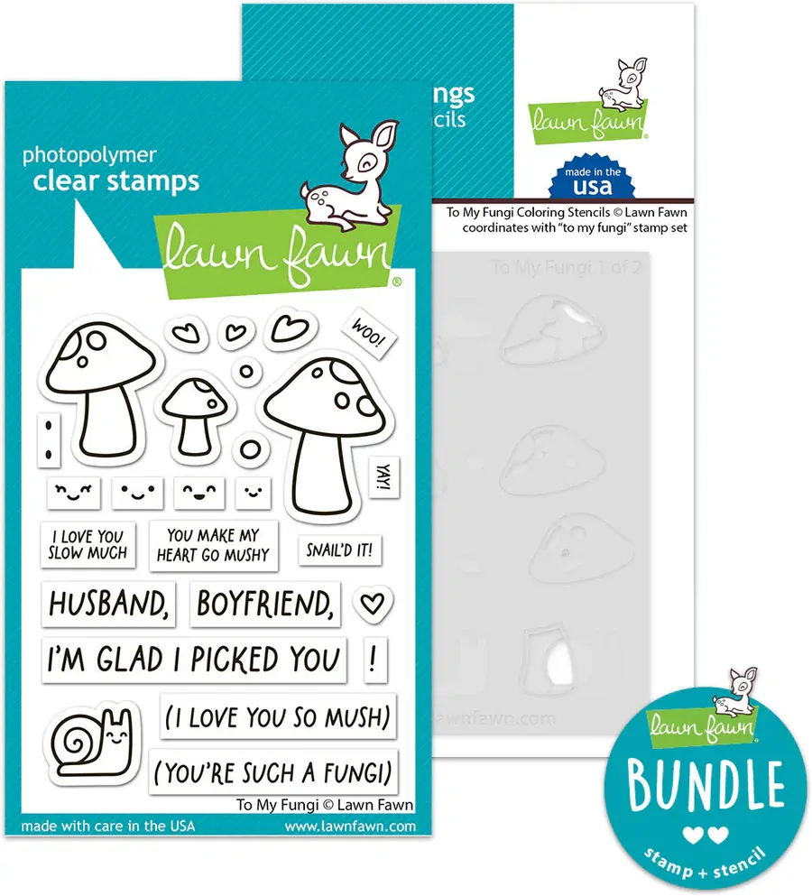 Lawn Fawn - To My Fungi - Stamp and Colouring Stencil Bundle