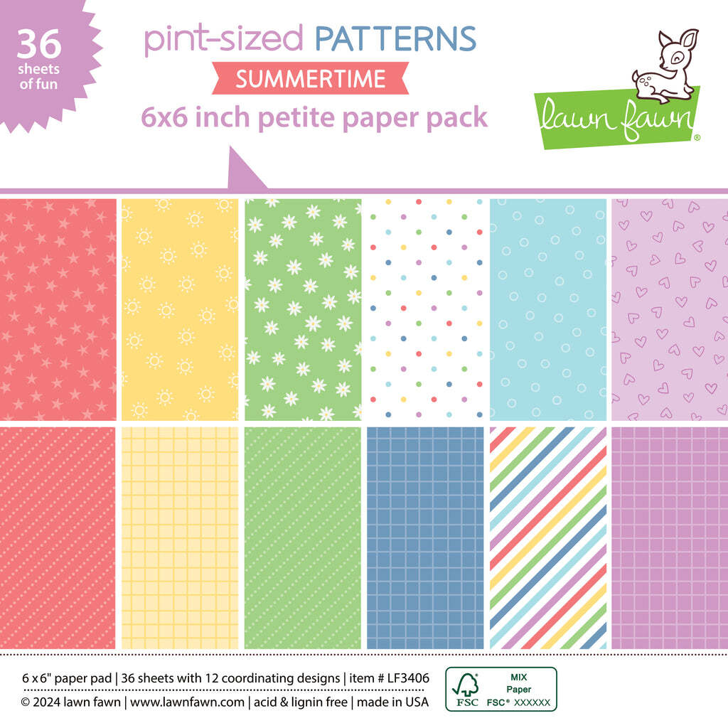 Lawn Fawn - Paper - Pint-sized Patterns Summertime - Petite Paper Pack - LF3406