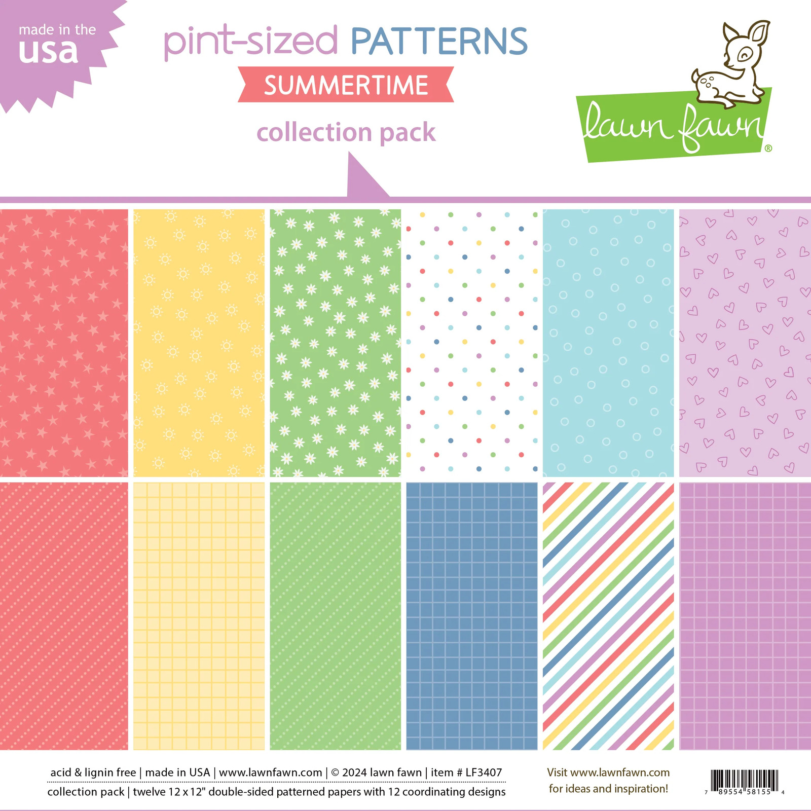 Lawn Fawn - Paper - Pint-sized Patterns Summertime - Collection Pack - LF3407