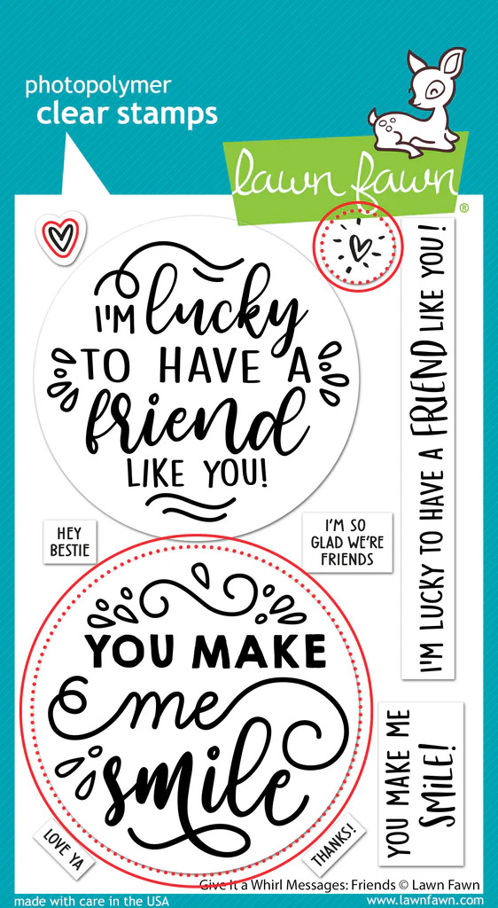 Lawn Fawn - Give it a Whirl Messages: Friends - Stamp and Die Bundle