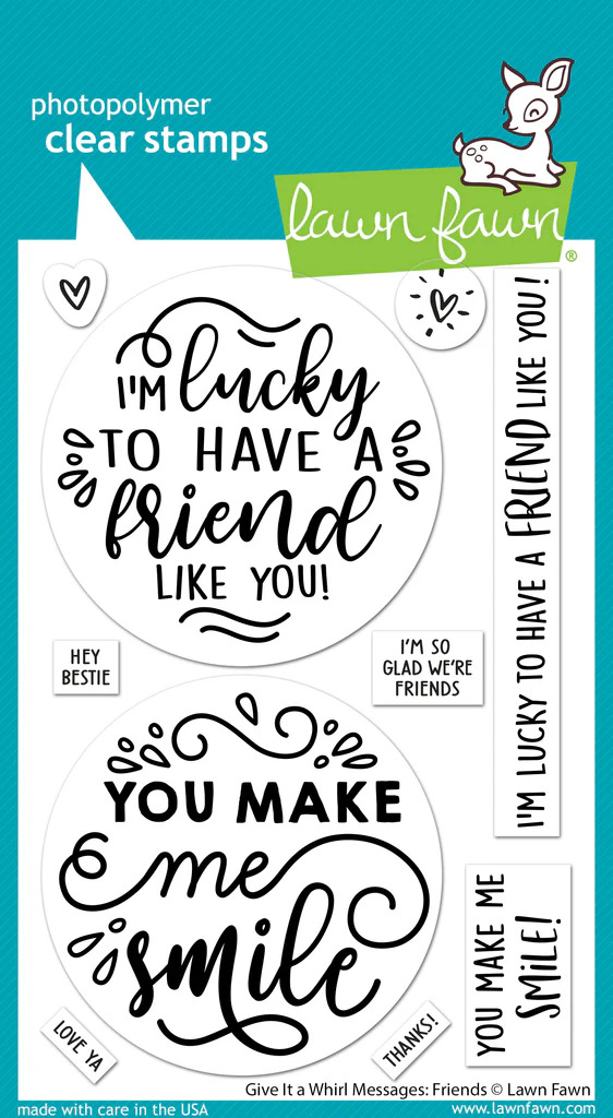 Lawn Fawn - Stamps - Give it a Whirl Messages: Friends - LF3421