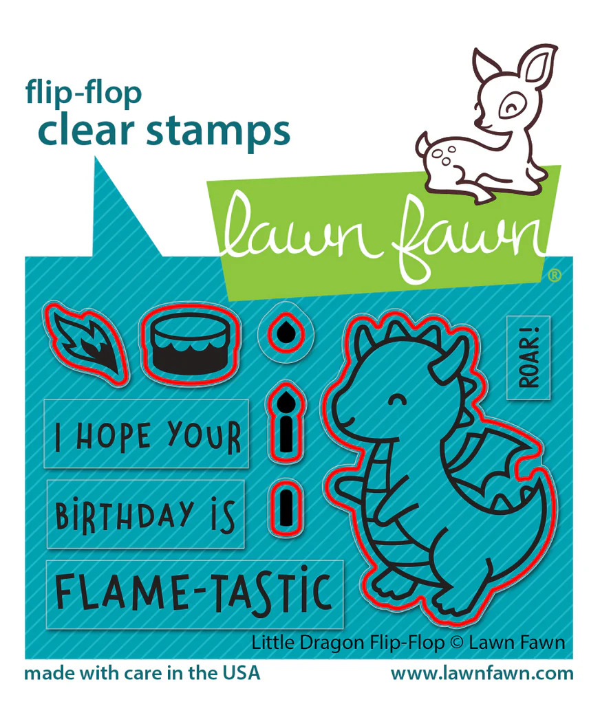 Lawn Fawn - Little Dragon Flip-Flop - Stamp and Die Bundle