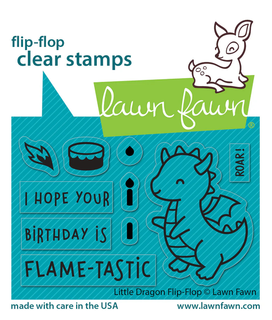 Lawn Fawn - Stamps - Little Dragon Flip-Flop - LF3427
