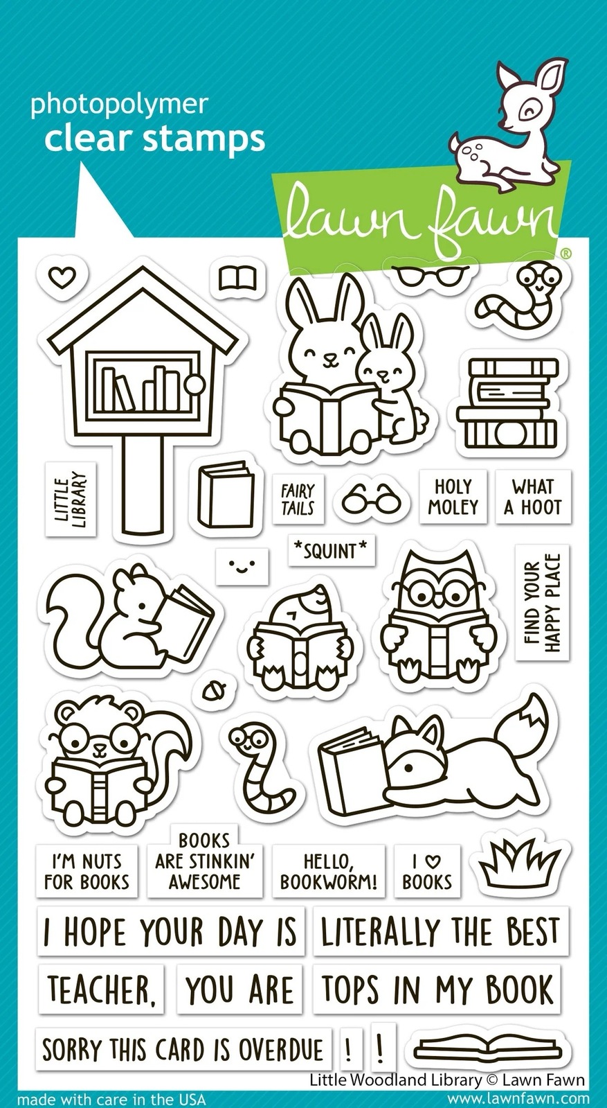 Lawn Fawn - Stamps - Little Woodland Library - LF3486