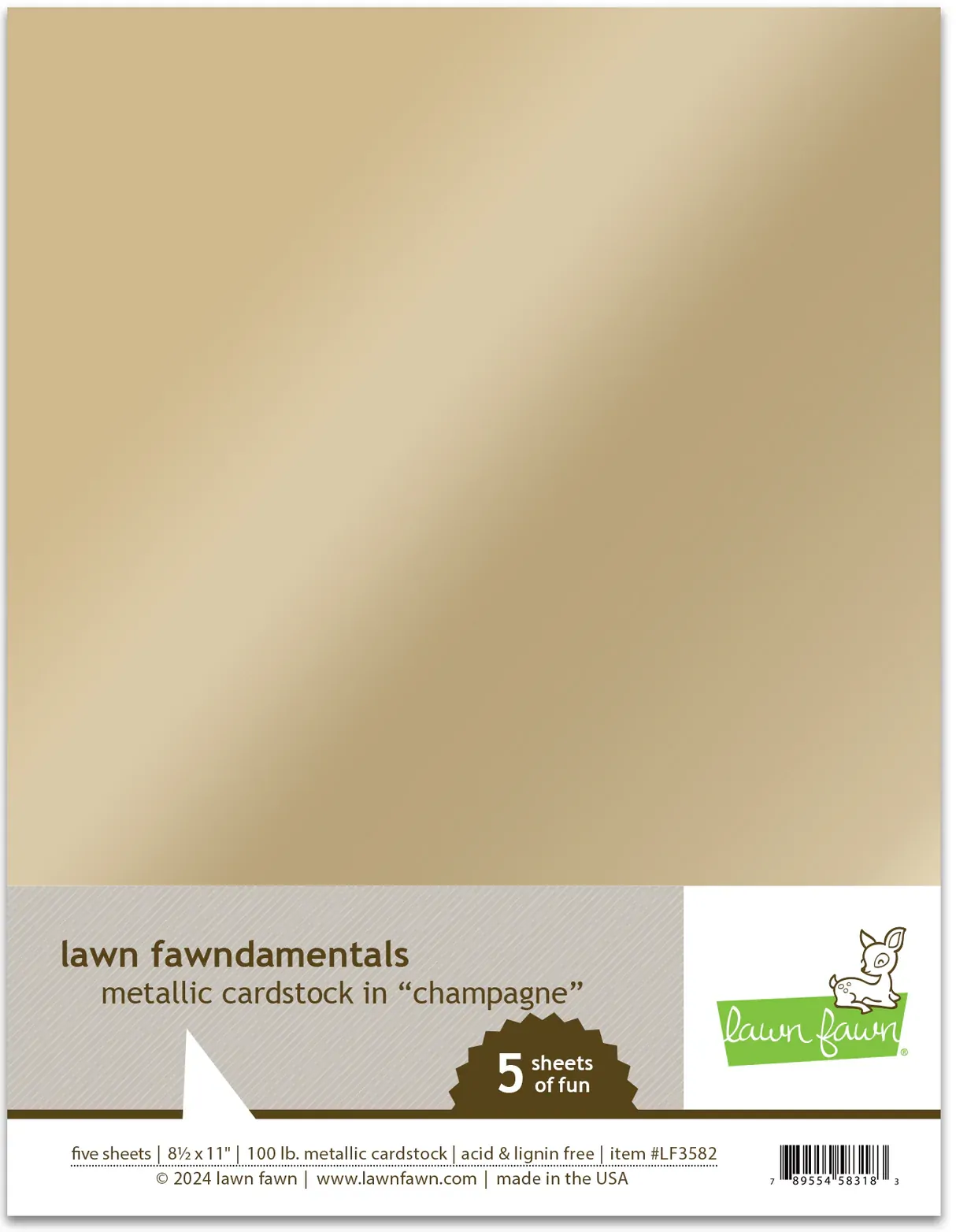 Lawn Fawn - 8.5” x 11” Metallic Cardstock - Champagne - LF3582
