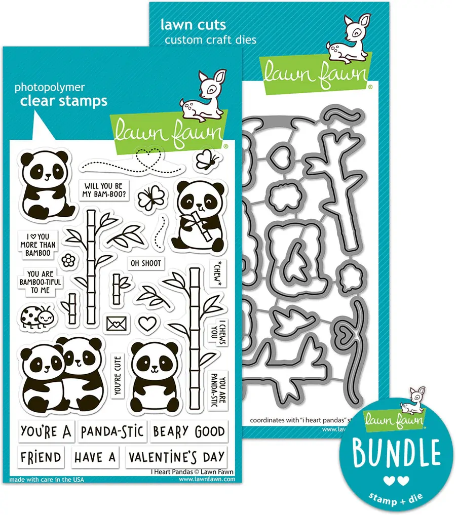 Lawn Fawn - I Heart Pandas - Stamp and Die Bundle
