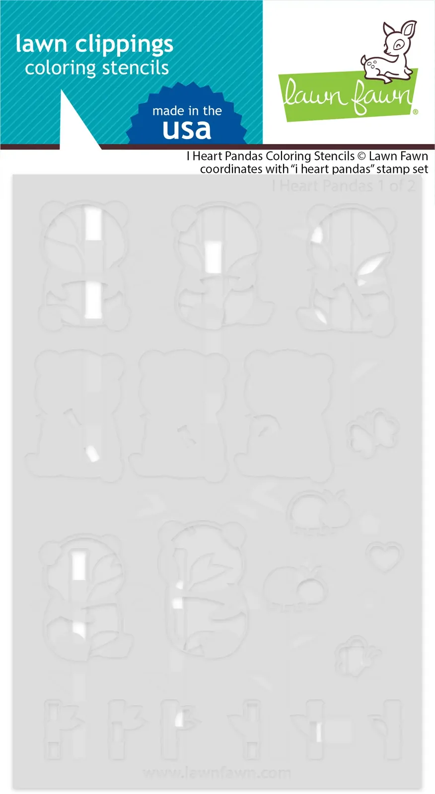 Lawn Fawn - Lawn Clippings - I Heart Pandas Colouring Stencil - LF3598