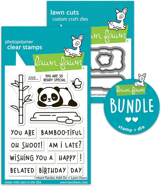 Lawn Fawn - I Heart Pandas Add-On - Stamp and Die Bundle