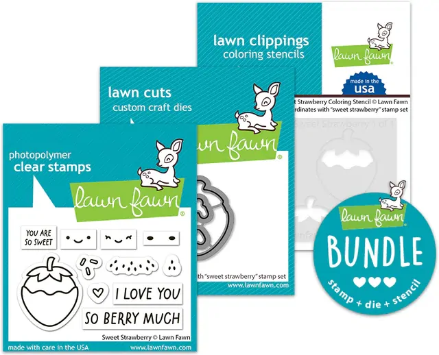 Lawn Fawn - Sweet Strawberry - Stamp and Die and Colouring Stencil Bundle
