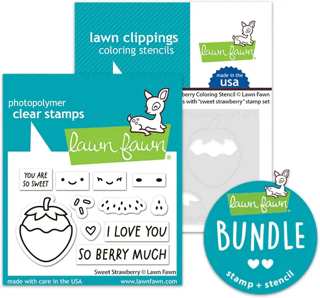 Lawn Fawn - Sweet Strawberry - Stamp and Colouring Stencil Bundle