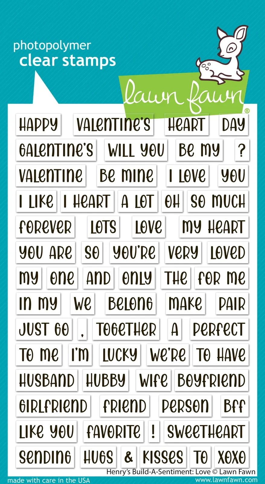 Lawn Fawn - Stamps - Henry’s Build a Sentiment: Love - LF3605