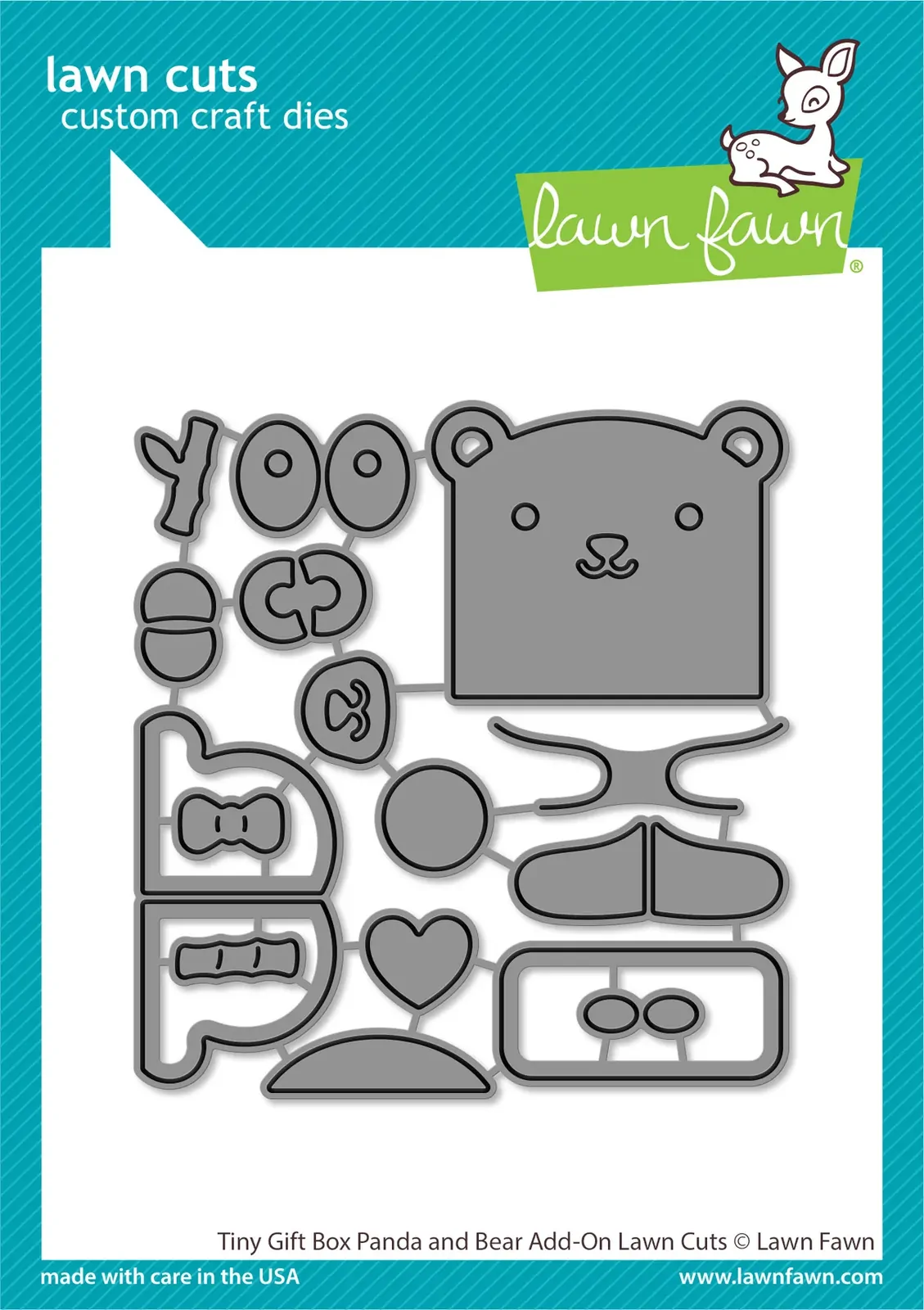 Lawn Fawn - Lawn Cuts - Tiny Gift BoxPanda and Bear Add-On Dies - LF3614