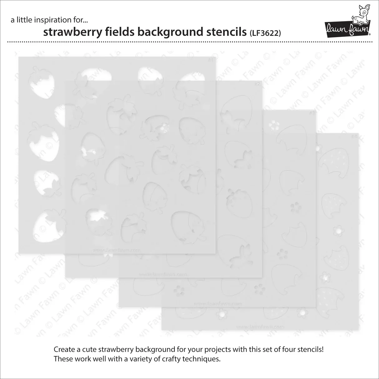 Lawn Fawn - Lawn Clippings - Strawberry Fields Background Stencils - LF3622