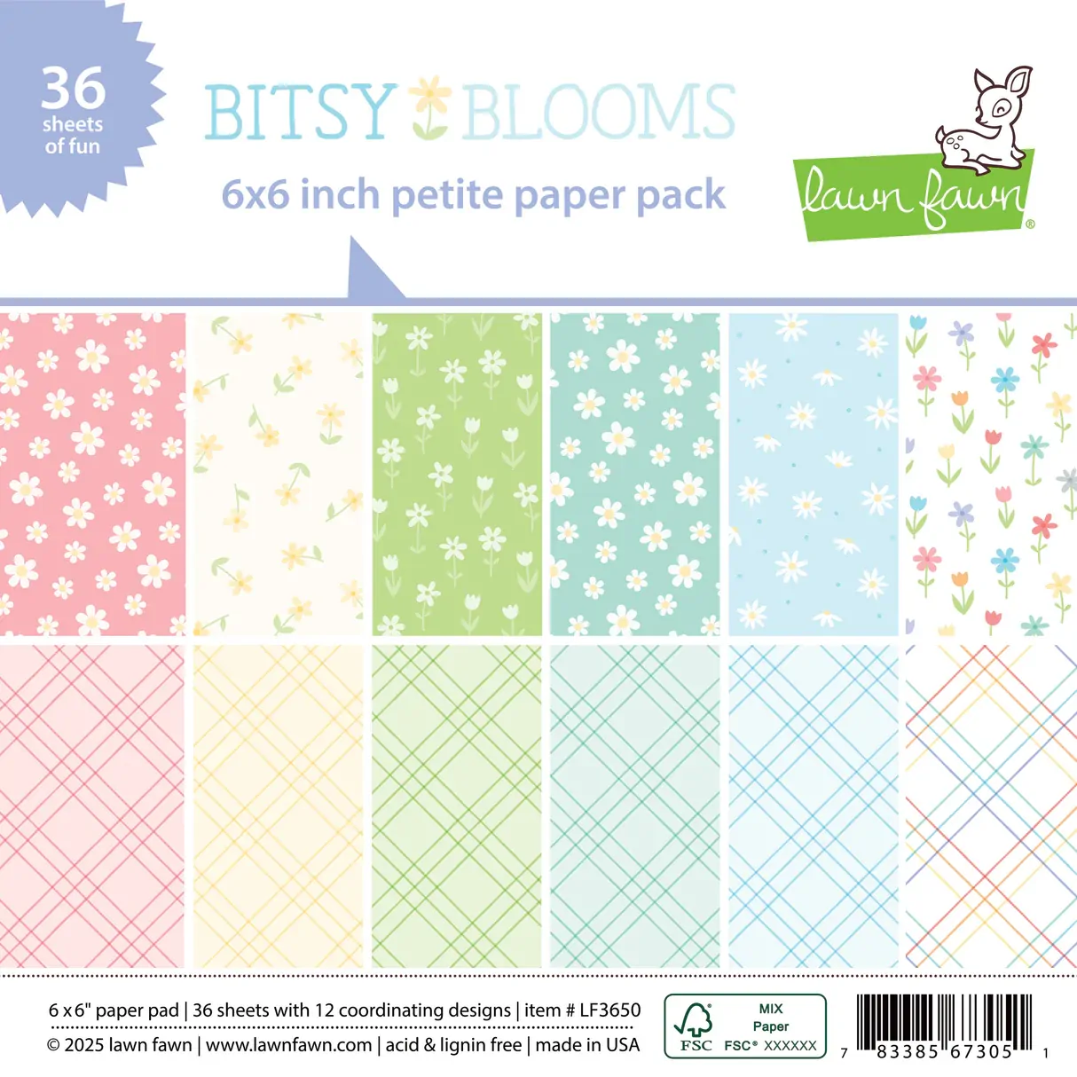 Lawn Fawn - Paper - Bitsy Blooms - Petite Paper Pack - LF3650