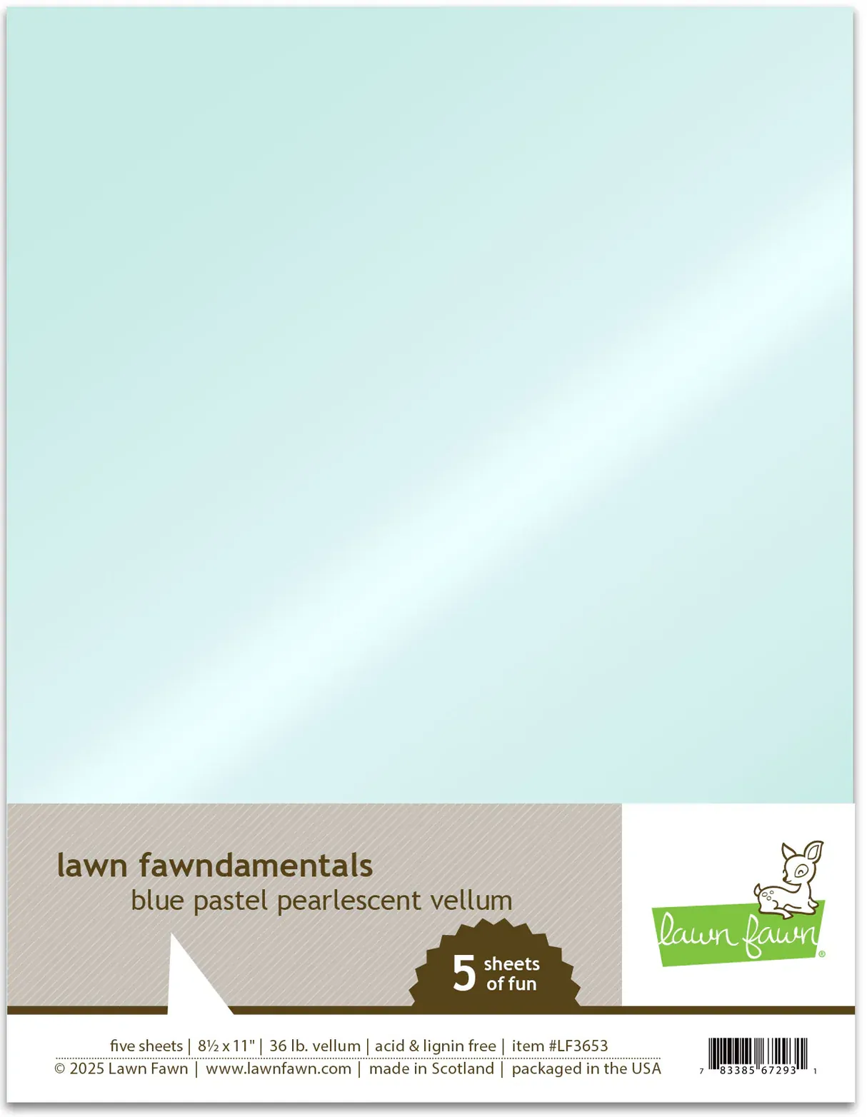 Lawn Fawn - Cardstock - Vellum - Blue Pastel Pearlescent - LF3653