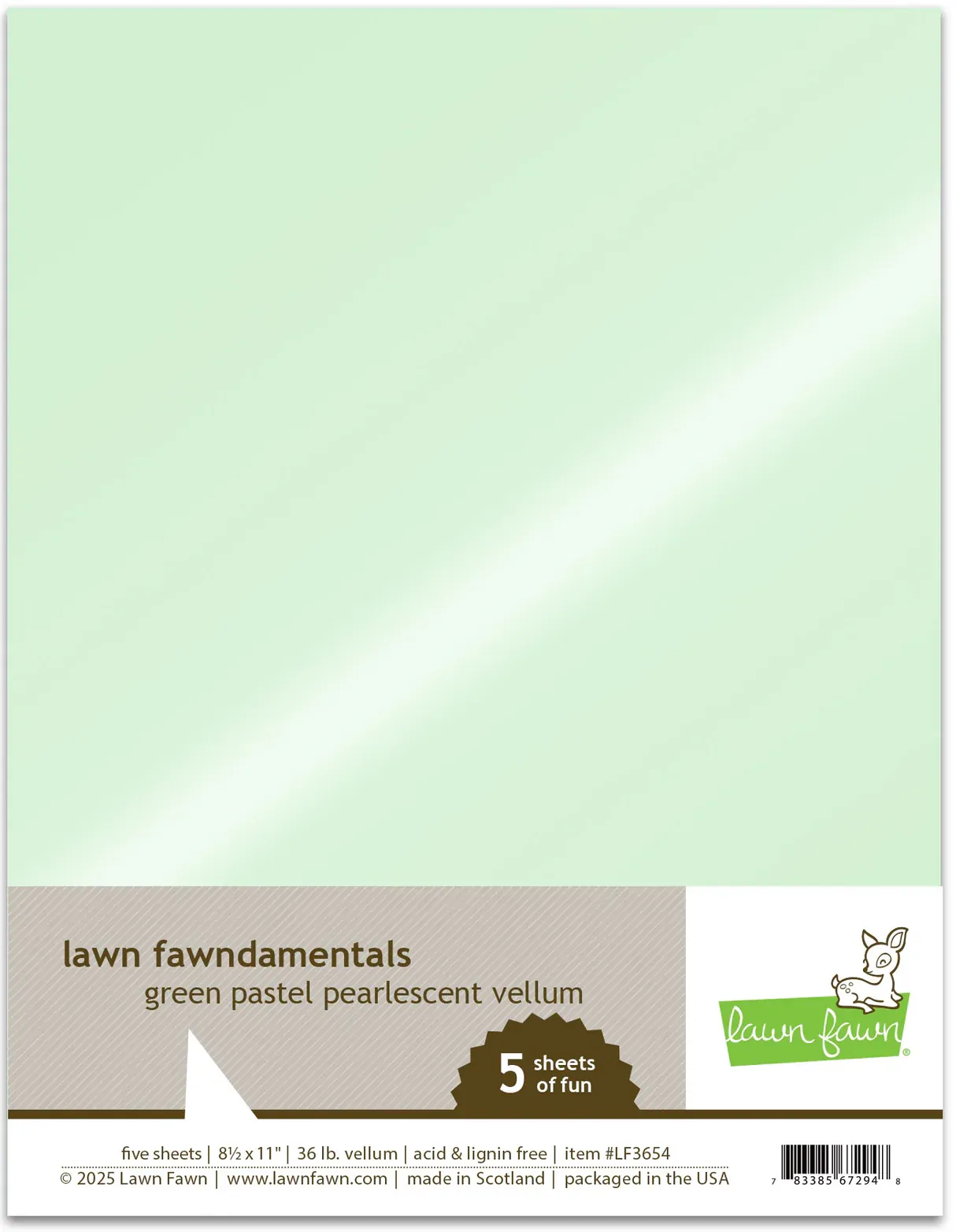 Lawn Fawn - Cardstock - Vellum - Green Pastel Pearlescent - LF3653