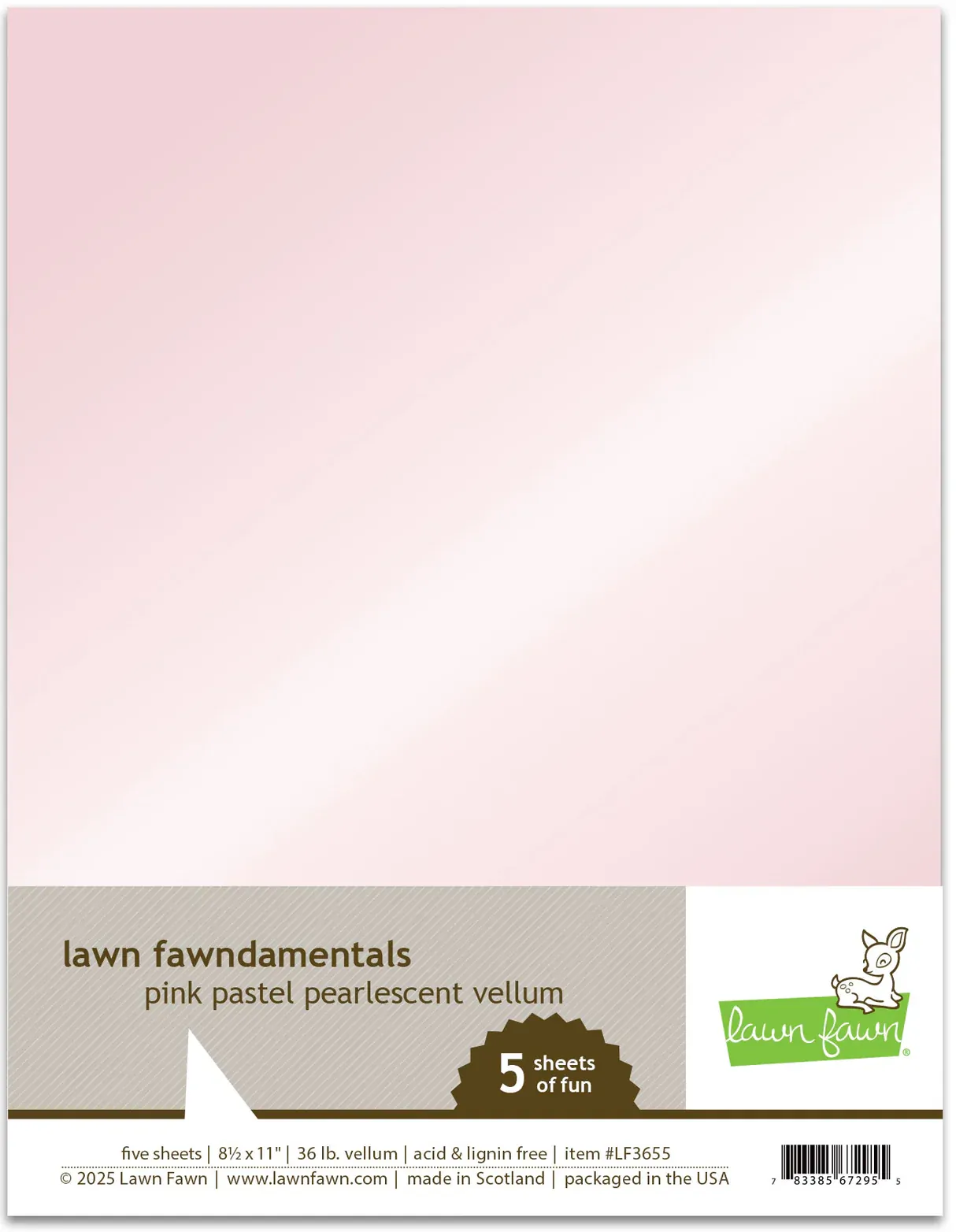 Lawn Fawn - Cardstock - Vellum - Pink Pastel Pearlescent - LF3653