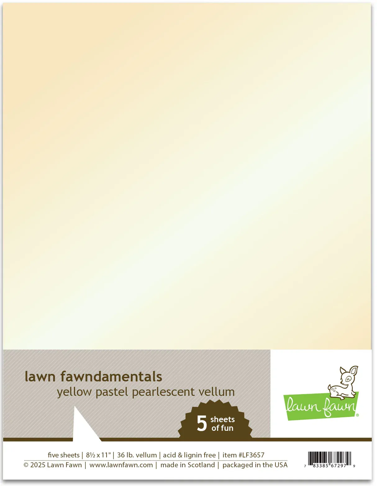 Lawn Fawn - Cardstock - Vellum - Yellow Pastel Pearlescent - LF3653