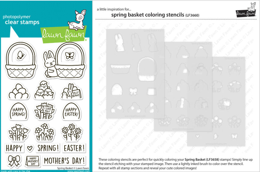 Lawn Fawn - Spring Basket - Stamp and Colouring Stencil Bundle