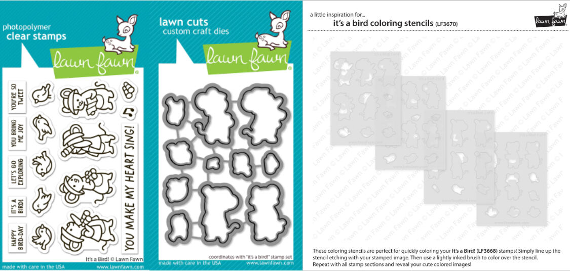 Lawn Fawn - It’s a Bird! - Stamp and Die and Colouring Stencil Bundle