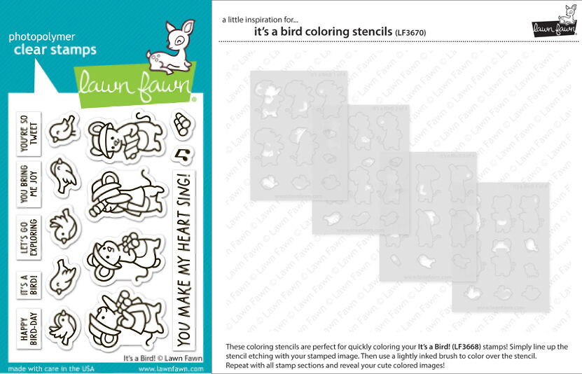 Lawn Fawn - It’s a Bird! - Stamp and Colouring Stencil Bundle