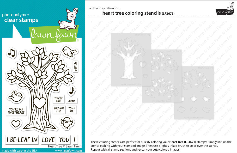 Lawn Fawn - Heart Tree - Stamp and Colouring Stencil Bundle