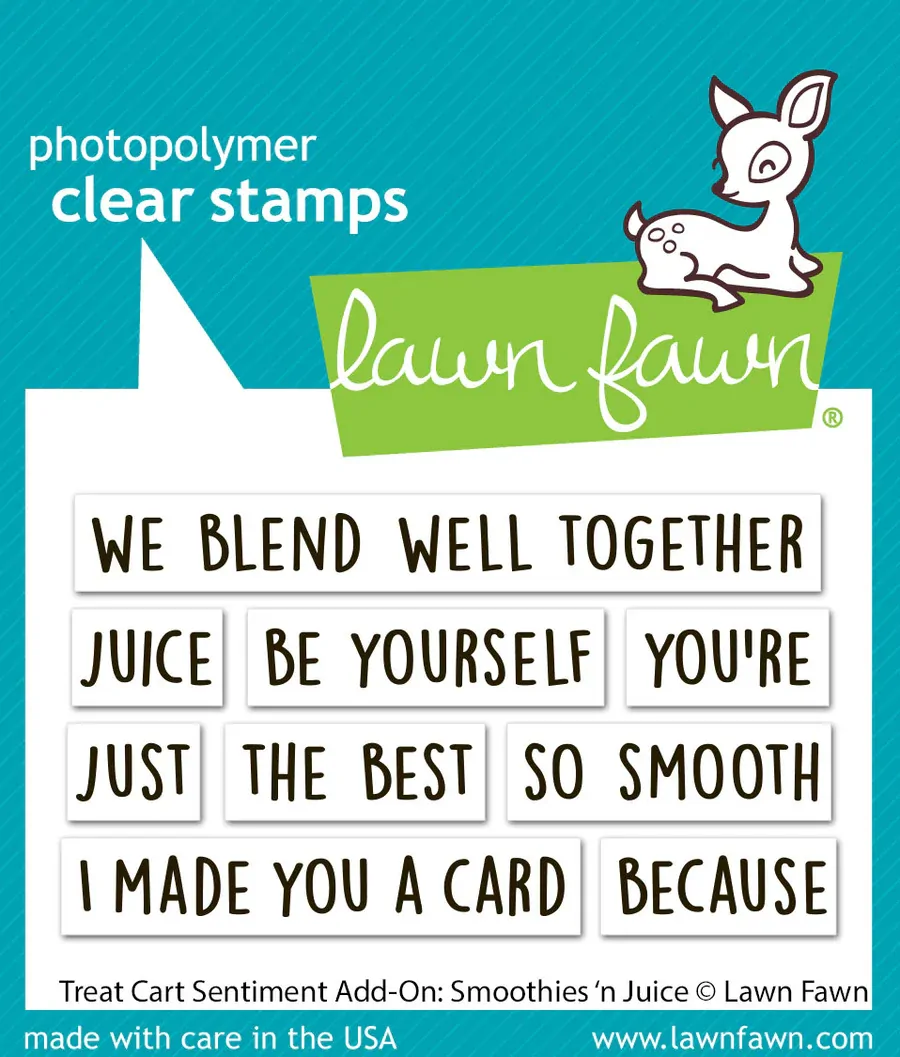Lawn Fawn - Stamps - Treat Cart Sentiment Add-On: Smoothies ‘n Juice - LF3677