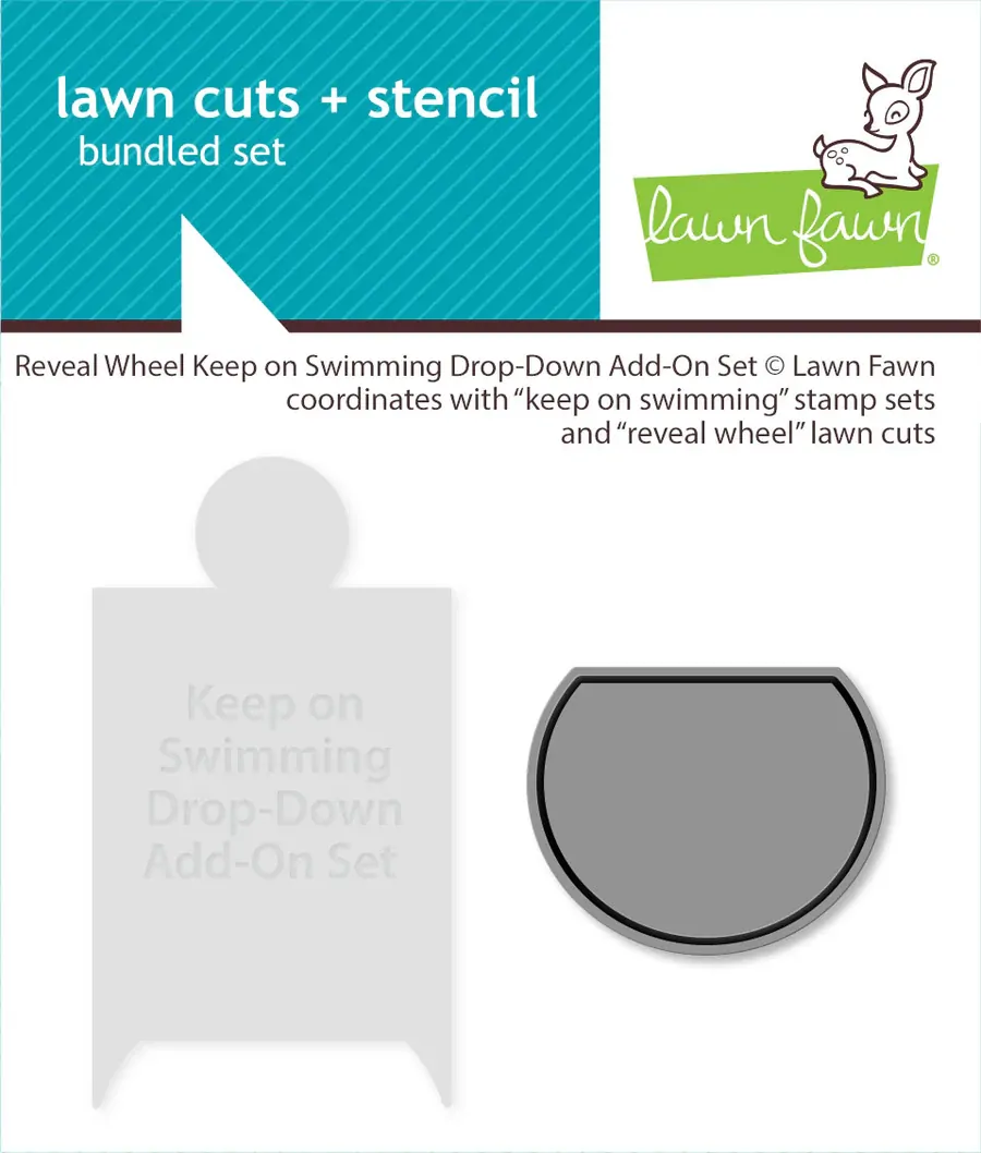 Lawn Fawn - Lawn Cuts - Reveal Wheel Keep On Swimming Drop Down Add-On Set - LF3787