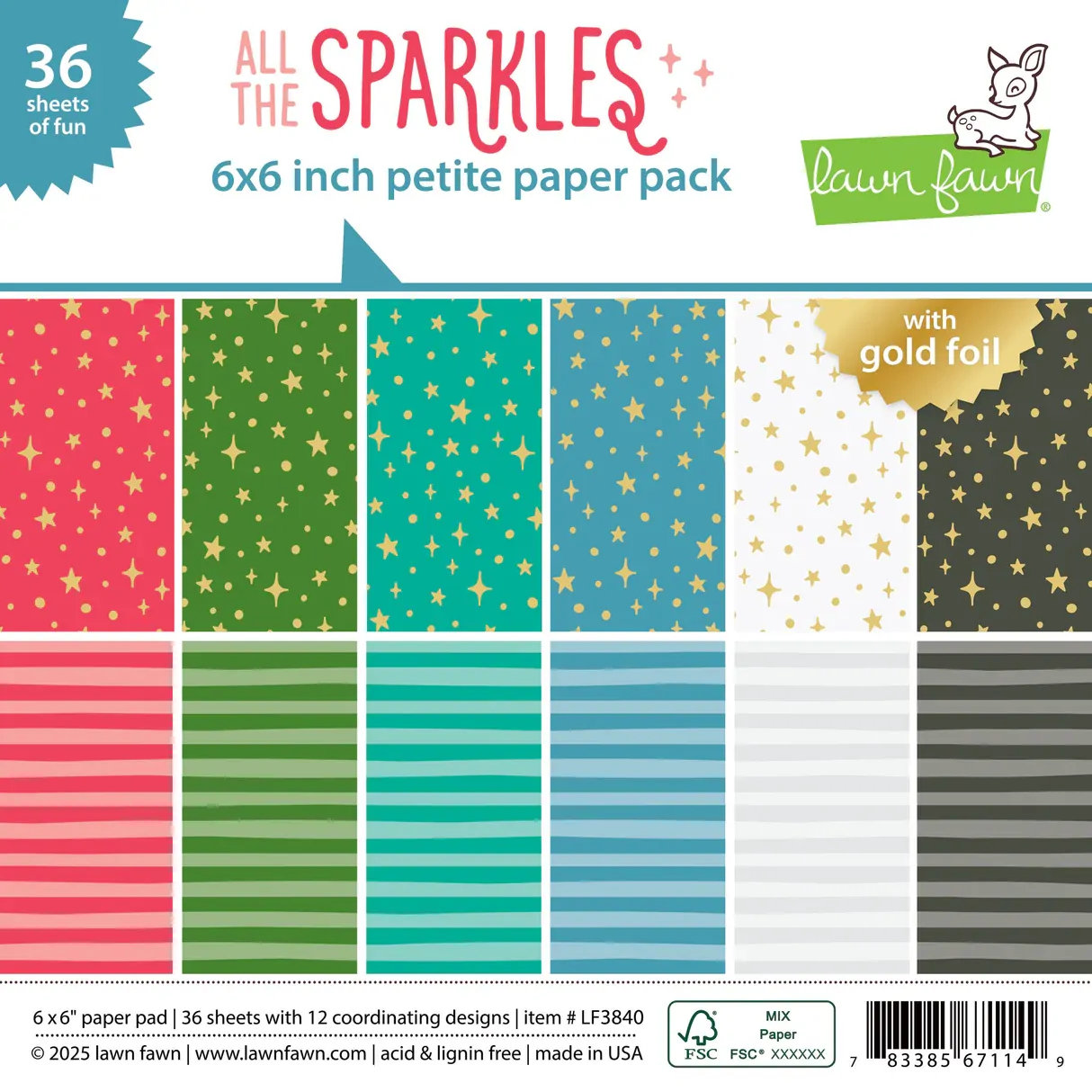 Lawn Fawn - Paper - All The Sparkles - Petite Paper Pack - LF3840