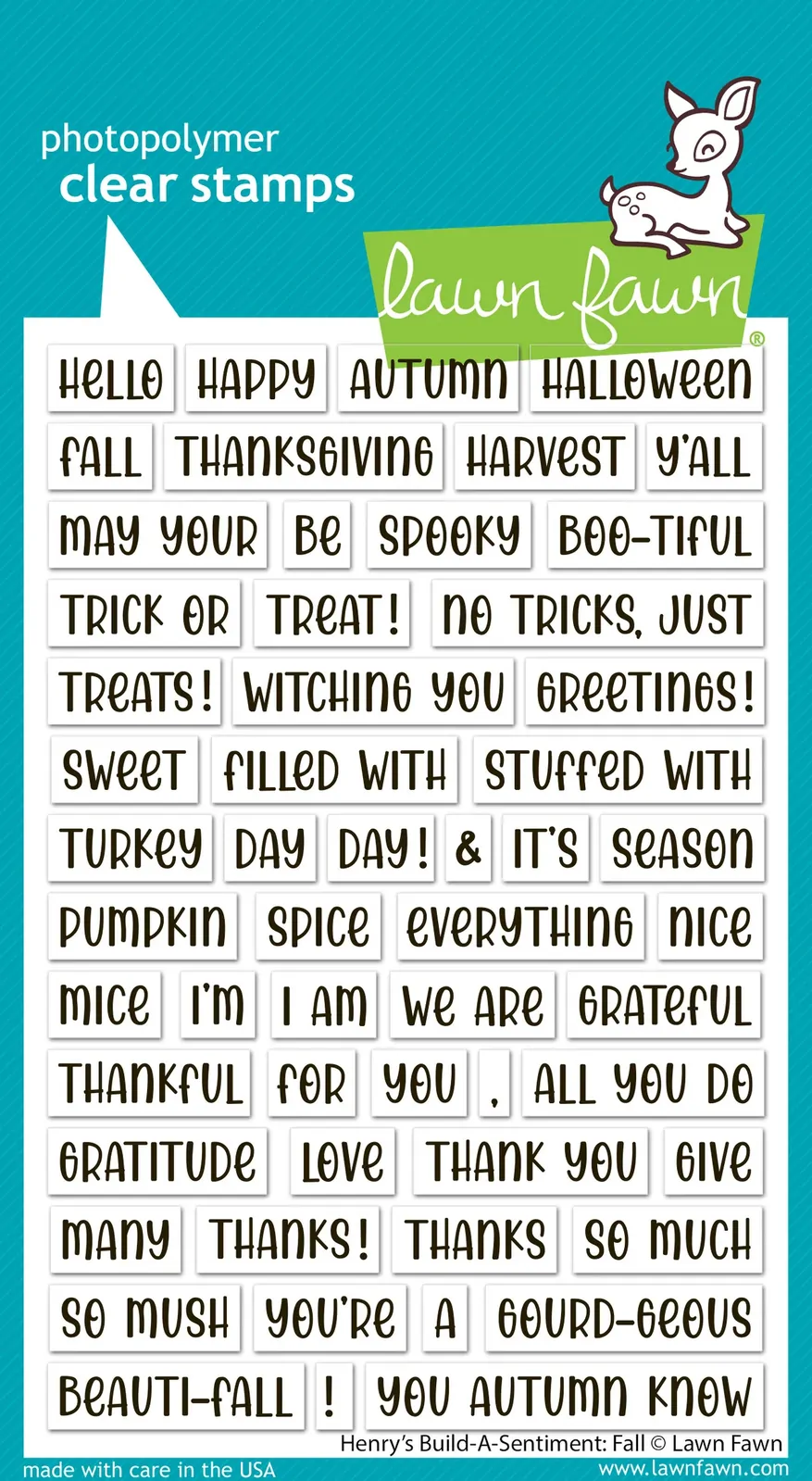 Lawn Fawn - Stamps - Henry’s Build-a-Sentiment: Fall - LF3861