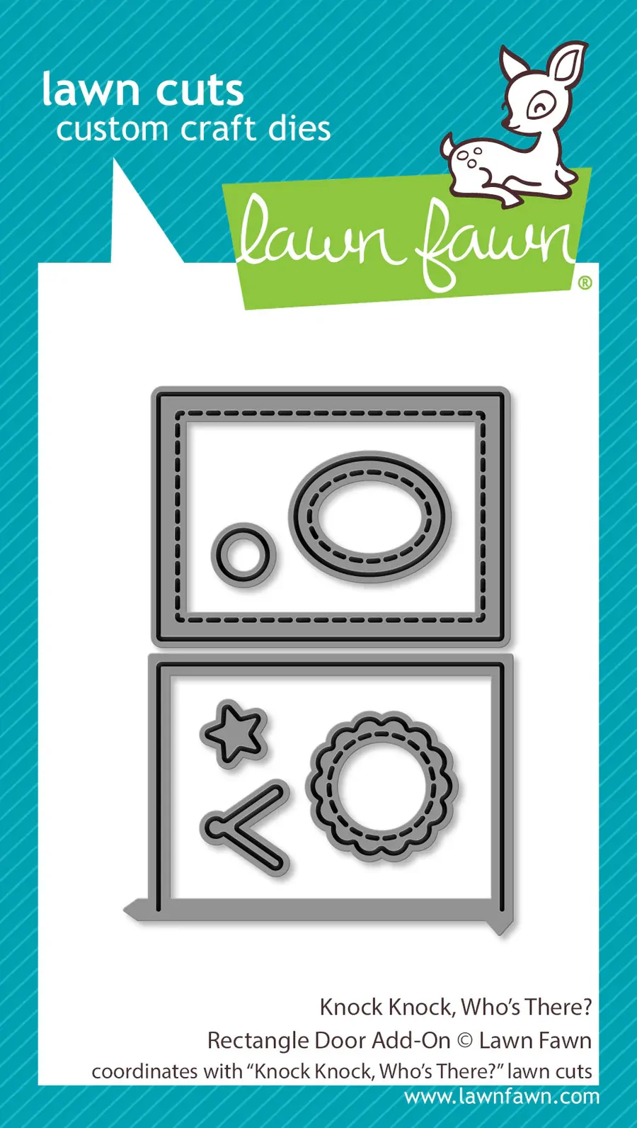 Lawn Fawn - Lawn Cuts - Knock, Knock, Who’s There? Rectangle Door Add-on Dies - LF3864